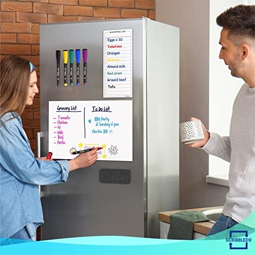 Magnetic Whiteboard for Fridge 8"x12" with 6 Dry Erase Markers