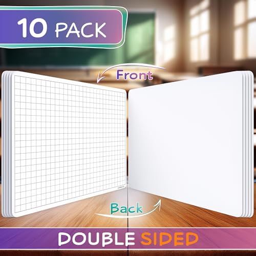 9”x12” Quad Graph Dry Erase Sheets (10 Pack)