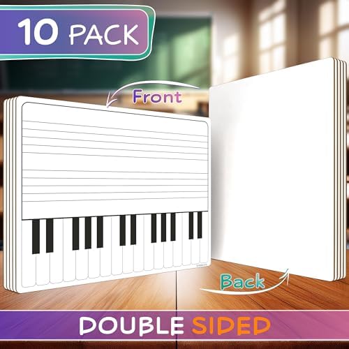10 Pack 11x14 Double Sided Piano Keyboard Music Staff Whiteboards
