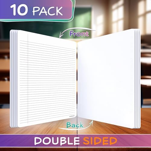 9x12 College Ruled Lined Dry Erase Sheets 10 Pack