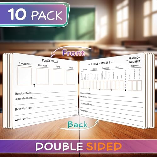 Place Value Board 9" x 12" Double Sided Dry Erase Boards (10 Pack)