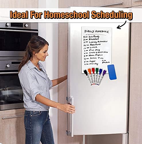 Magnetic Whiteboard for Fridge 8"x12" with 6 Dry Erase Markers