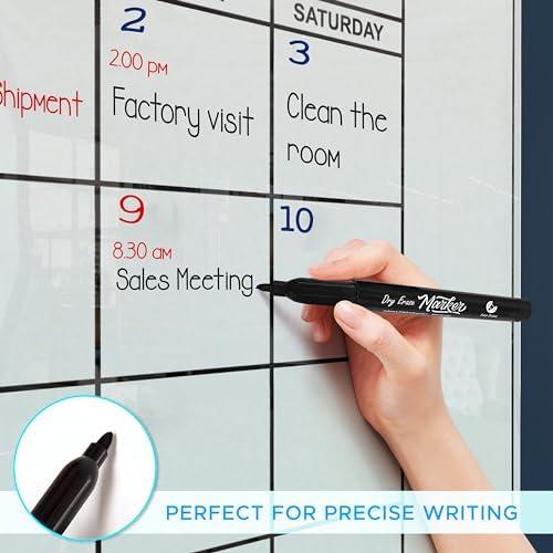 Yearly 24"x36" Glass Magnetic Whiteboard Calendar Planner