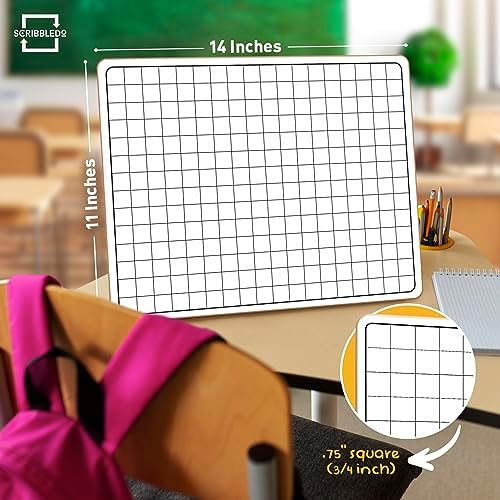 11”x14” Double-Sided Graph Dry Erase Grid Board .75” Cells