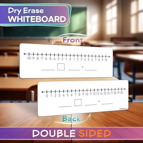 Number Line Lapboard 4”x12” Double Sided Dry Erase -10 to +10, 0-20