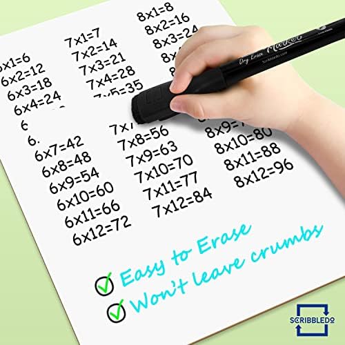 12 Pack Magnetic Dry Erase Markers Black Fine Tip with Eraser Cap