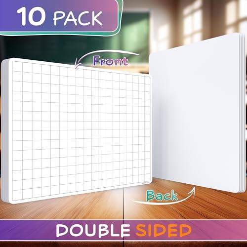 Large Grid Quad Graph Dry Erase Sheets 11"x14" 10 Pack