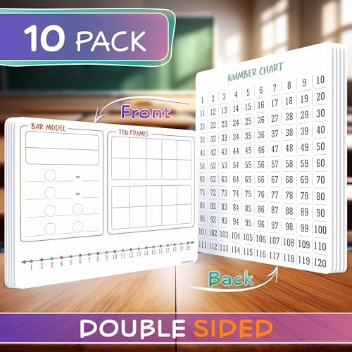 Bar Model 9”x12” Small White Board Dry Erase Sheets 10 Pack