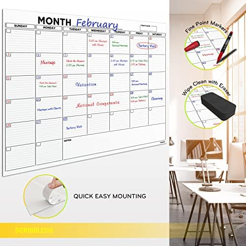 36"x48" Dry Erase Whiteboard Calendar