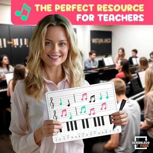 Keyboard Practice Music Staff Dry Erase Sheets 11”x14” 10 Pack