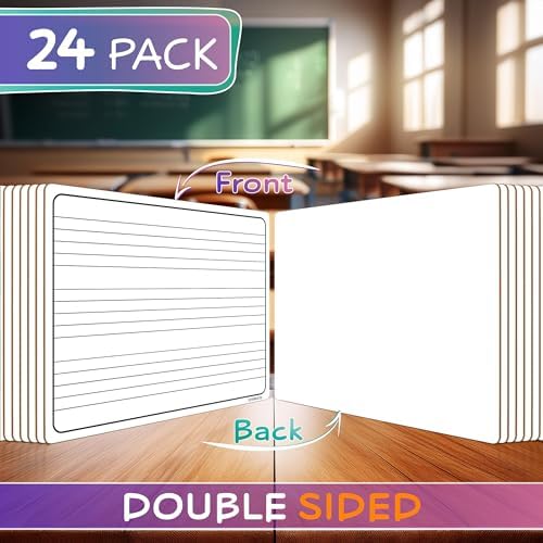 24 Pack Dry Erase Music Staff Whiteboards 9" x 12" Double Sided