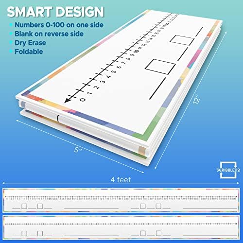 0-100 Dry Erase Number Line Board, Double Sided, 4 Feet, with Marker