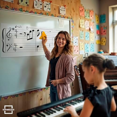 45"x17" Dry Erase Music Staff Lined Magnet