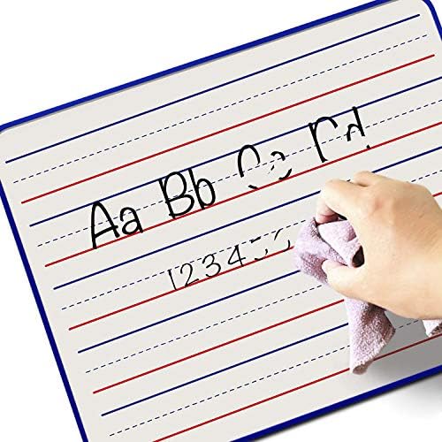 9x12" Double Sided Magnetic Whiteboard, Ruled & Blank, Blue Frame