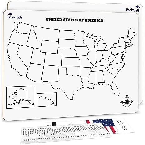 United States Map Dry Erase Board 11”x14”