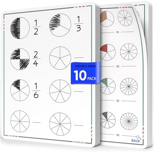 Fraction Manipulatives 9”x12” Dry Erase Sheets 10 Pack