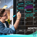Black Glass Whiteboard Quarterly Planner 34x46" with Marker Tray