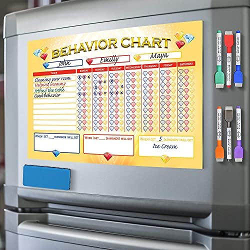 Magnetic Dry Erase Chore Behavior Chart 11"X17" with Markers & Eraser