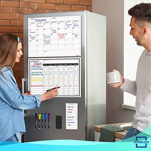 Magnetic Dry Erase Chore Chart Calendar 13x17 (6 Markers Included)