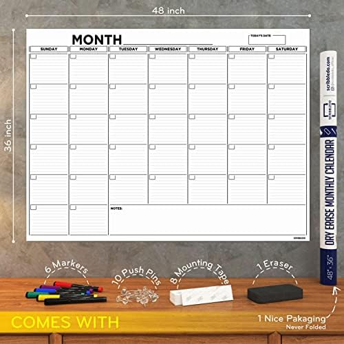 36"x48" Dry Erase Whiteboard Calendar