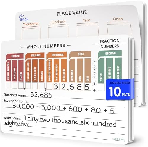 Place Value Chart 9x12 Dry Erase Sheets (10 Pack)