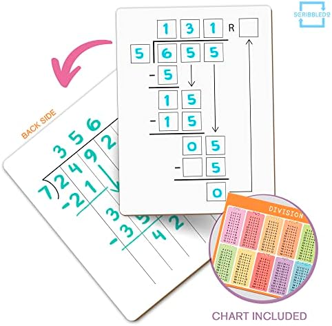 Dry Erase Multiplication Division Board 9x12 Double Sided 2x1 & 2x2 Digit