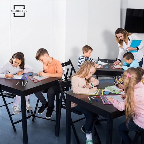 Reusable Dry Erase Sleeves, 6 Pack with Marker Holder, Assorted Colors