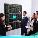Black Glass Whiteboard Quarterly Planner 34x46" with Marker Tray