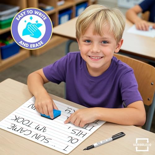 Double Sided Lined Dry Erase Whiteboards 9x12 (10 Pack)