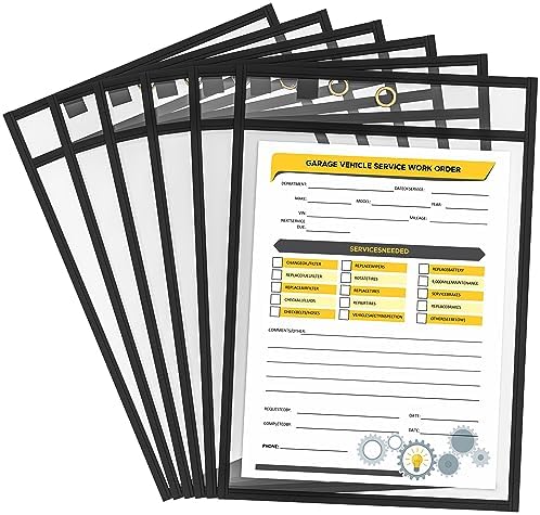 Dry Erase Pockets, Black Heavy Duty Sleeves (6 Pack)