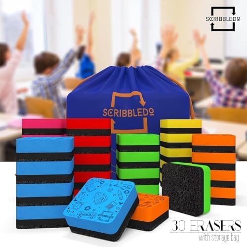 Dry Erase Erasers, Magnetic, Assorted Colors (6 Pack)