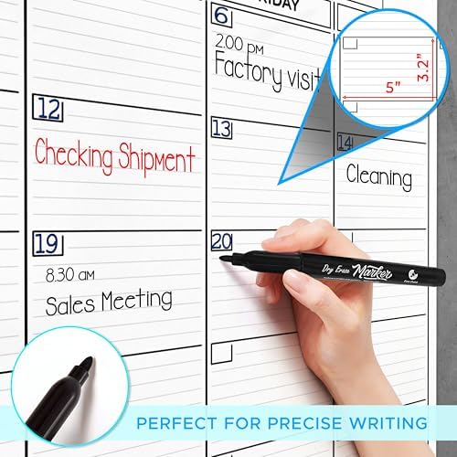 24"x36" Dry Erase Wall Calendar Kit with Markers & Eraser
