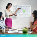 Magnetic 18"x24" Glass Whiteboard Calendar with Marker Tray