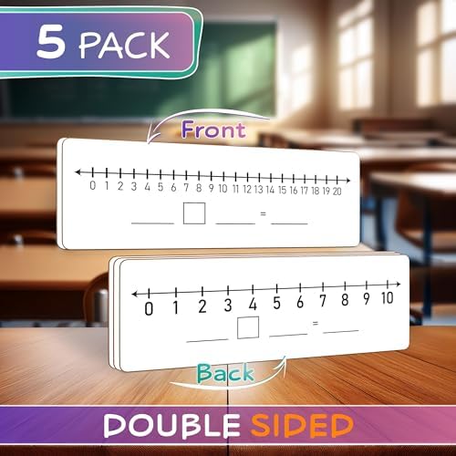 Dry Erase Number Line Lapboards 4x12 Double Sided 1-10 & 20 (5 Pack)