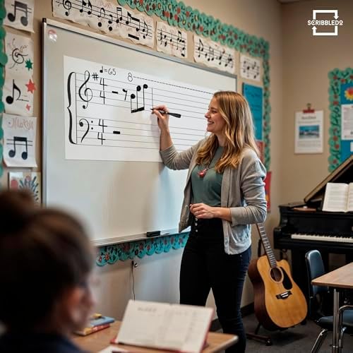 45"x17" Dry Erase Music Staff Lined Magnet