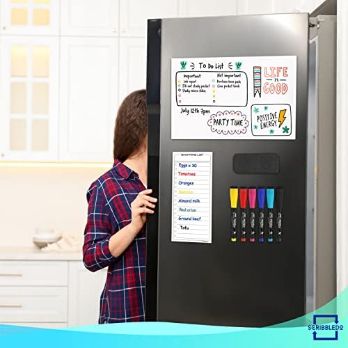 Magnetic Whiteboard for Fridge 8"x12" with 6 Dry Erase Markers