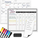 Magnetic Dry Erase Chore Chart Calendar 13x17 (6 Markers Included)