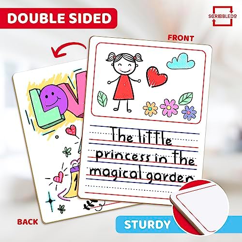 Double Sided 9”x12” Story Lined Dry Erase Whiteboard