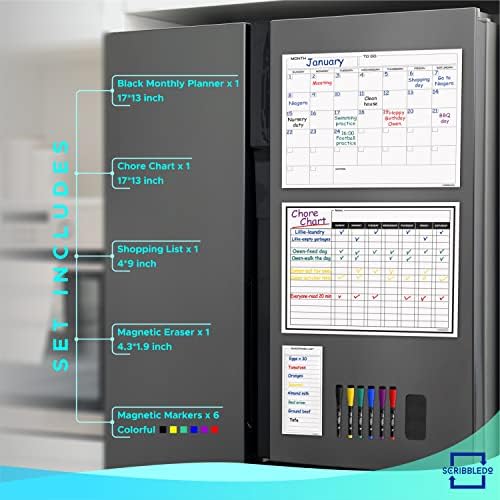 Magnetic Dry Erase Chore Chart Calendar 13x17 (6 Markers Included)