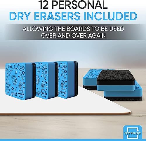 12 Pack Mini Dry Erase Whiteboards 9"x12" Double Sided