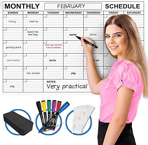 24"x36" Dry Erase Wall Calendar Kit with Markers & Eraser