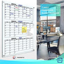 Glass Whiteboard Calendar 34x46 Quarterly Planner 3 Month & Marker Tray