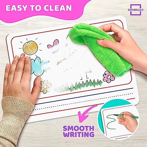 2 Pack Double Sided Lined Dry Erase Board 9x12