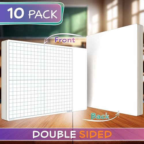 11"x14" Double Sided Graph Dry Erase Whiteboard (10 Pack)