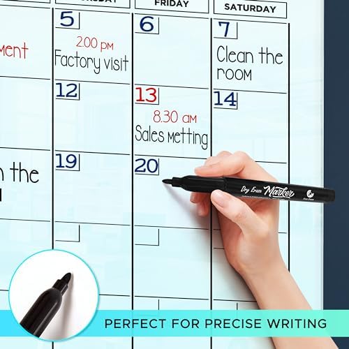 Magnetic 34"x46" Glass Whiteboard Monthly Calendar Planner