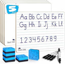 5 Pack Double Sided Lined Dry Erase Boards with Markers and Erasers, 9x12