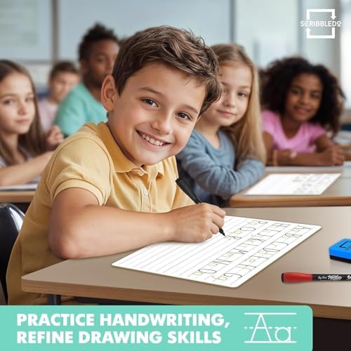 24 Pack Double Sided Lined Whiteboard Dry Erase Boards 9x12