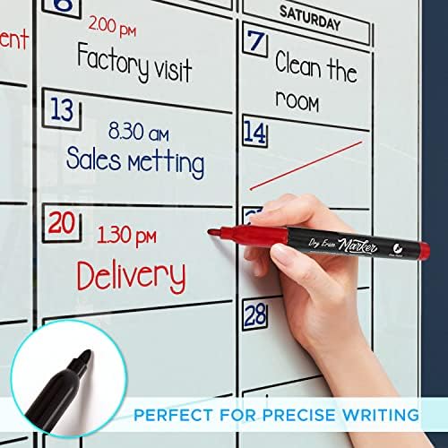 Glass Whiteboard Calendar 34x46 Quarterly Planner 3 Month & Marker Tray