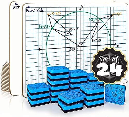 24 Pack Dry Erase XY Axis Graph Lap Board 9" x 12" Double Sided