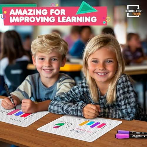 9”x12” Quad Graph Dry Erase Sheets (10 Pack)